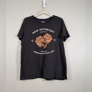 Schitts Creek Rose Apothecary Shirt T-Shirt Black Rose Design Tee Women XL